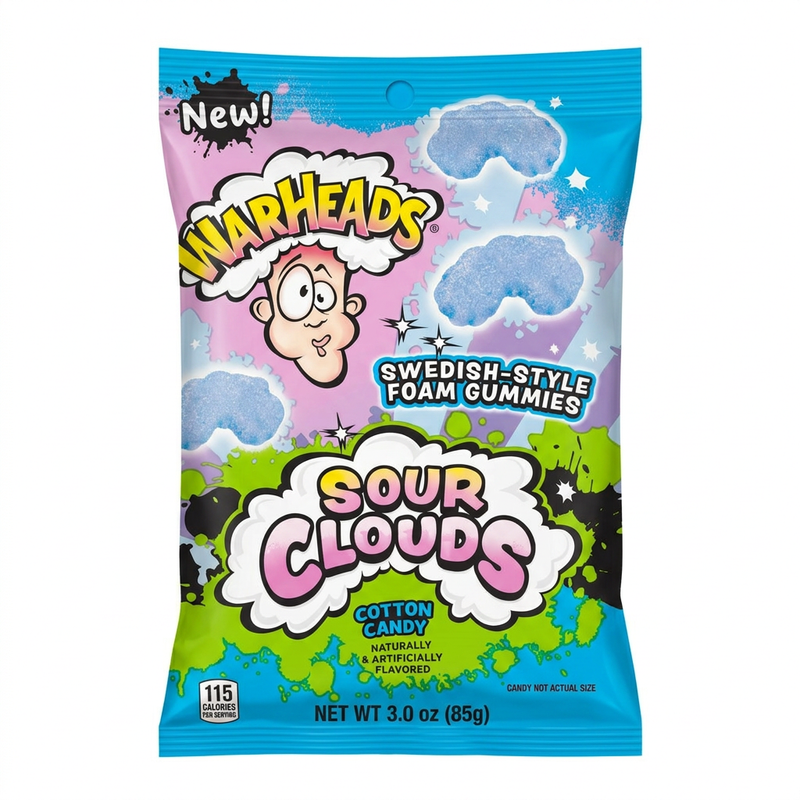 Warheads SOUR CLOUDS Cotton Candy Foam Gummies Bag (USA) 85g