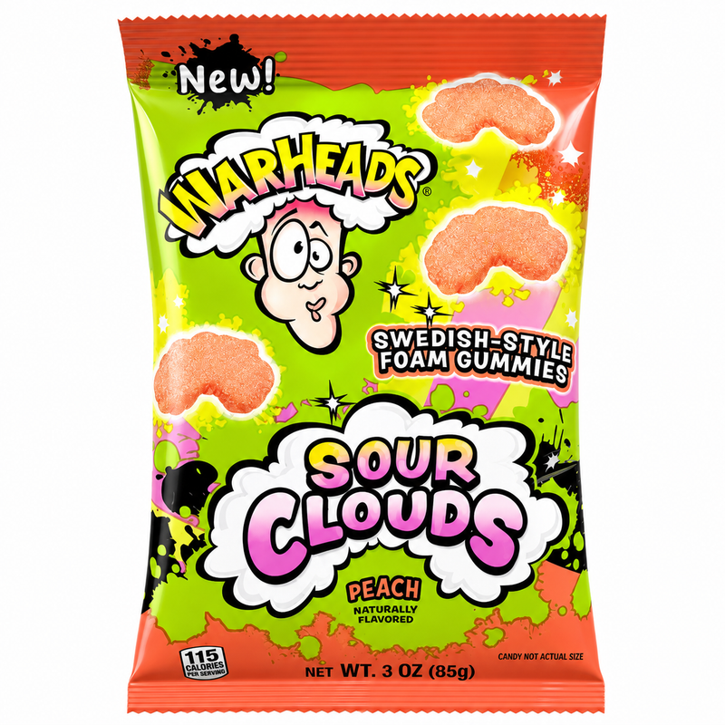 Warheads SOUR CLOUDS Peach Foam Gummies Bag (USA) 85g