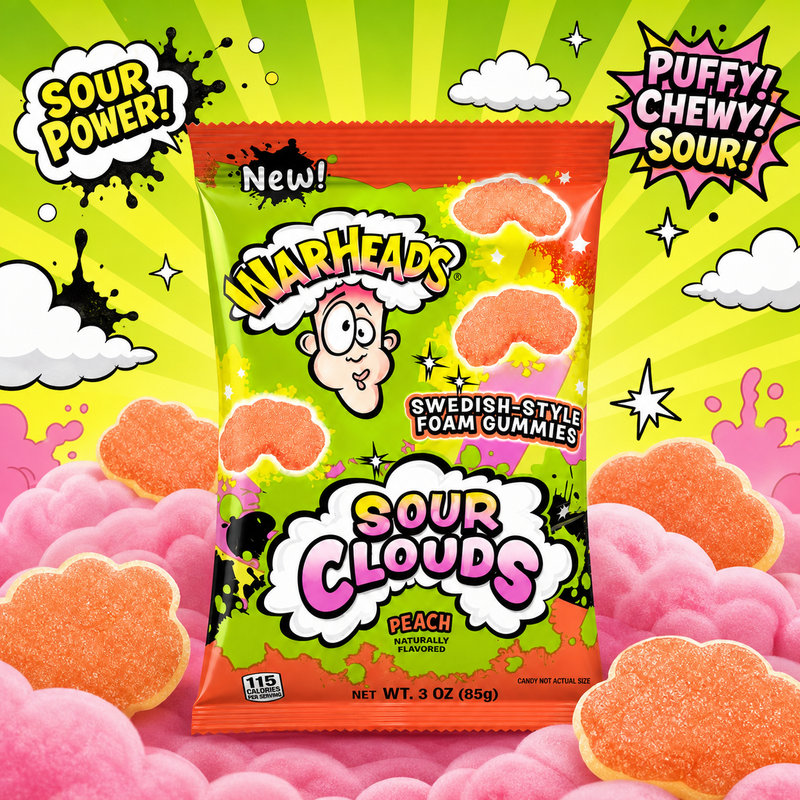 Warheads SOUR CLOUDS Peach Foam Gummies Bag (USA) 85g