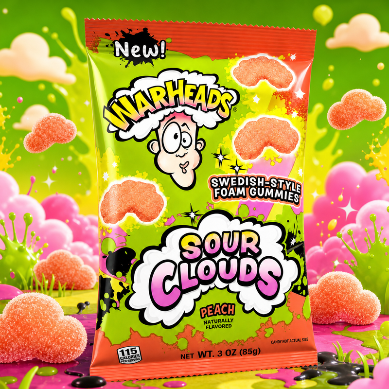 Warheads SOUR CLOUDS Peach Foam Gummies Bag (USA) 85g