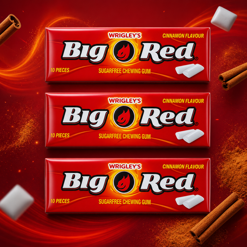 Wrigley's Big Red CINNAMON FLAVOUR Sugar Free Chewing Gum 3 X 14g