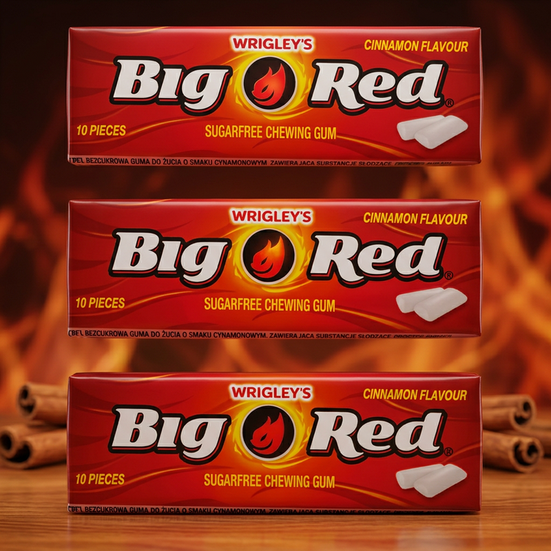 Wrigley's Big Red CINNAMON FLAVOUR Sugar Free Chewing Gum 3 X 14g