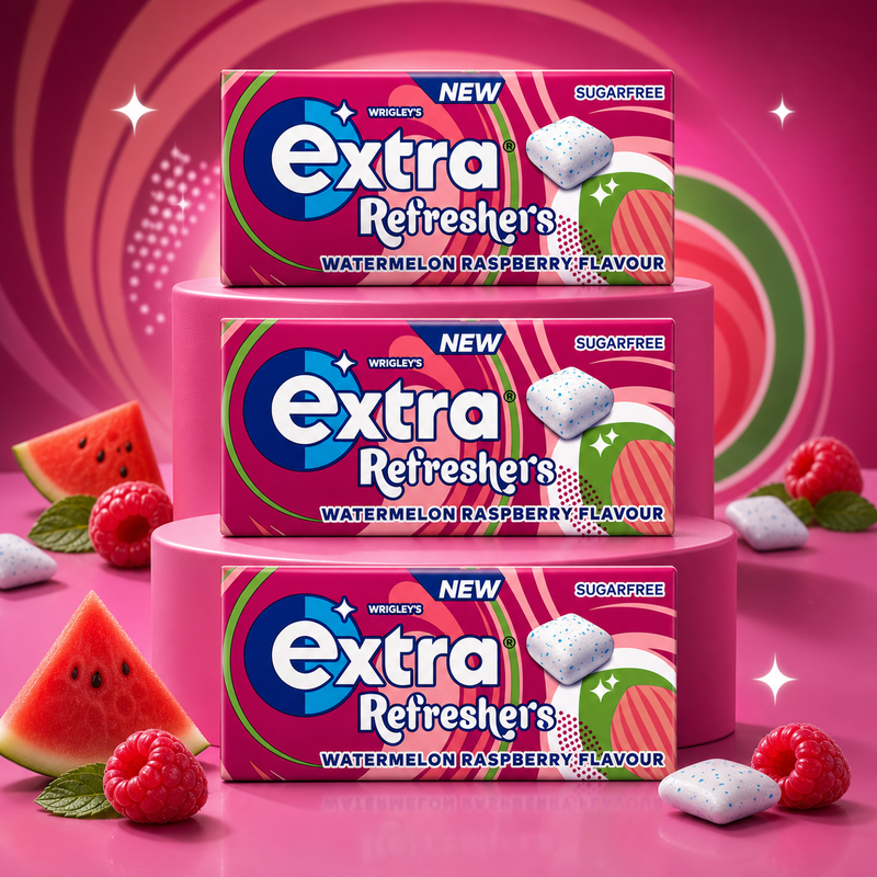 Wrigley's Extra Refreshers Watermelon Raspberry 21 Piece Chewing Gum (3X15.6g)