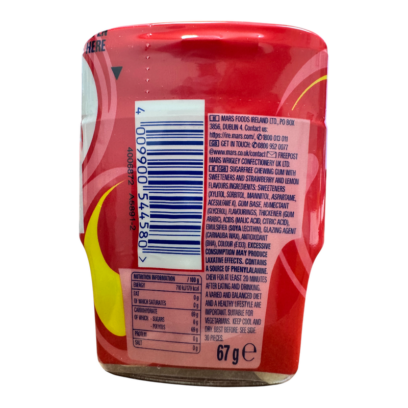 Wrigley's Extra Refreshers Strawberry Lemon 30 Piece Chewing Gum Tub 67g