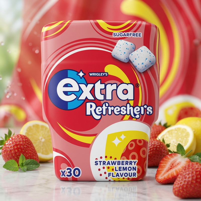 Wrigley's Extra Refreshers Strawberry Lemon 30 Piece Chewing Gum Tub 67g
