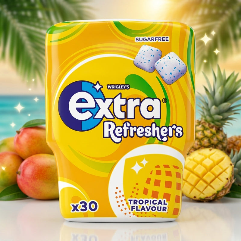 Wrigley's Extra Refreshers TROPICAL Chewing Gum 30 Piece Tub 67g