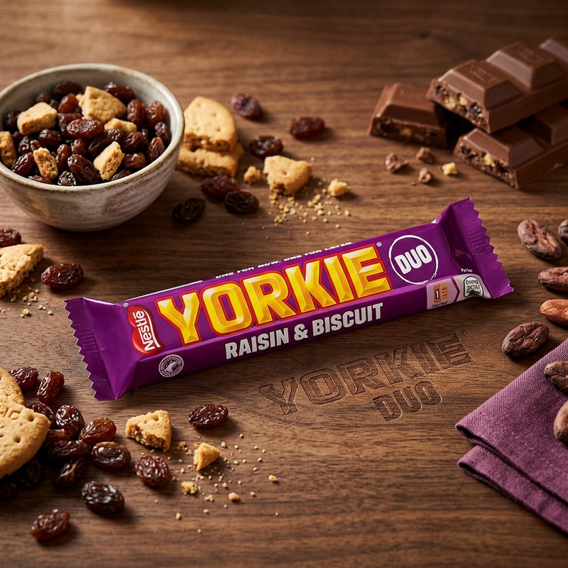 Yorkie Raisin & Biscuit Chocolate Duo Bar 66g