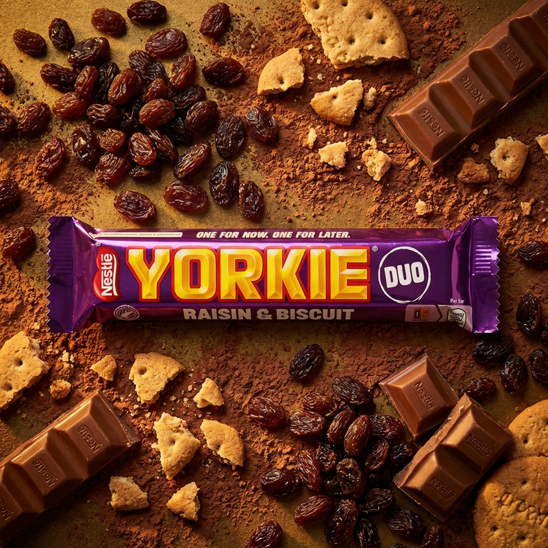 Yorkie Raisin & Biscuit Chocolate Duo Bar 66g
