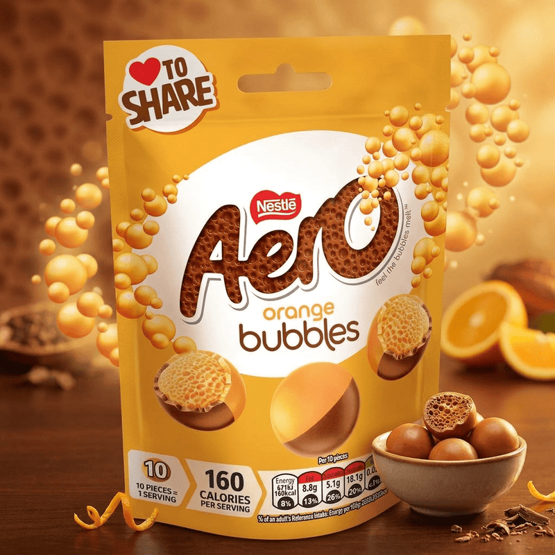 Aero Bubbles Orange Sharing Pouch 92g Happy Candy UK LTD aero-bubbles-orange-sharing-pouch-92g-happy-candy-uk-ltd
