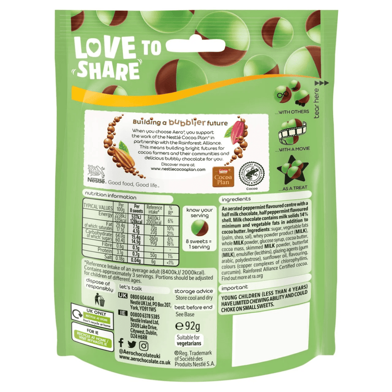 Aero Bubbles Peppermint Mint Sharing Pouch 92g