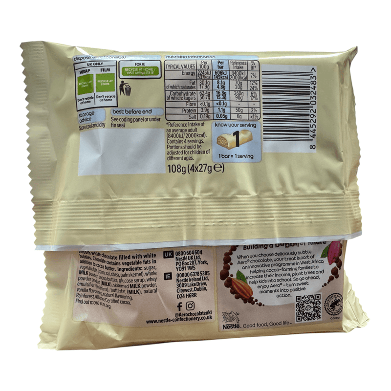 Aero Milkybar White Chocolate Multipack 4 Pack 108g