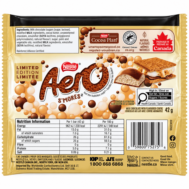 Aero S'mores Milk Chocolate Bar (CANADA) 42g