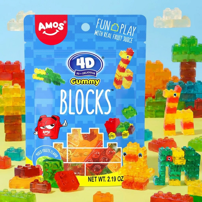 Amos 4D Gummy BLOCKS Pouch 72g