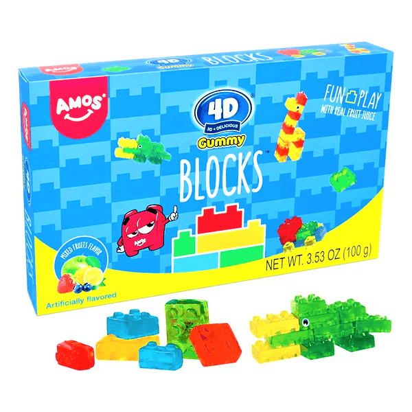 Amos 4D Gummy Blocks Theatre Box 100g - Happy Candy UK LTD