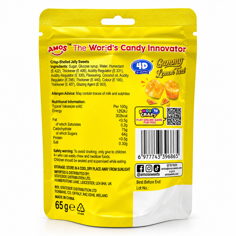 Amos 4D Gummy Lemon Tart Pouch 65g