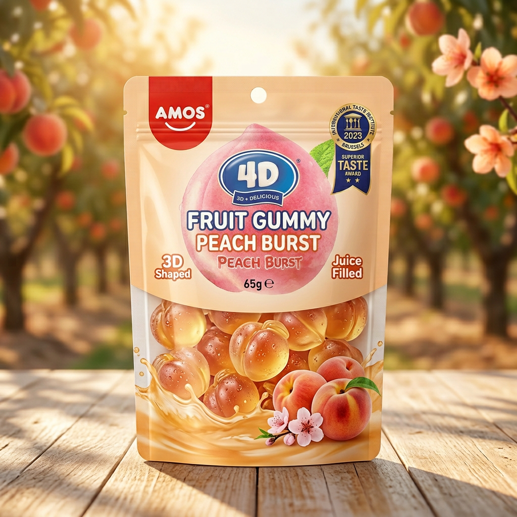AMOS 4D Peach Burst Fruit Gummy 65g Happy Candy UK LTD amos-4d-peach-burst-fruit-gummy-65g-happy-candy-uk-ltd