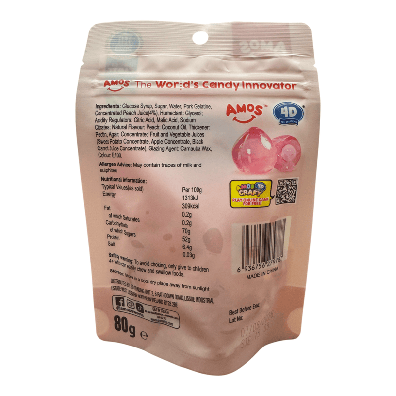 AMOS 4D Peach Burst Fruit Gummy 80g