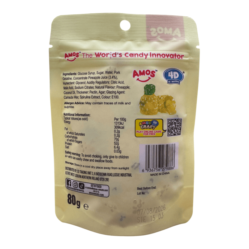 AMOS 4D Pineapple Burst Fruit Gummy 80g