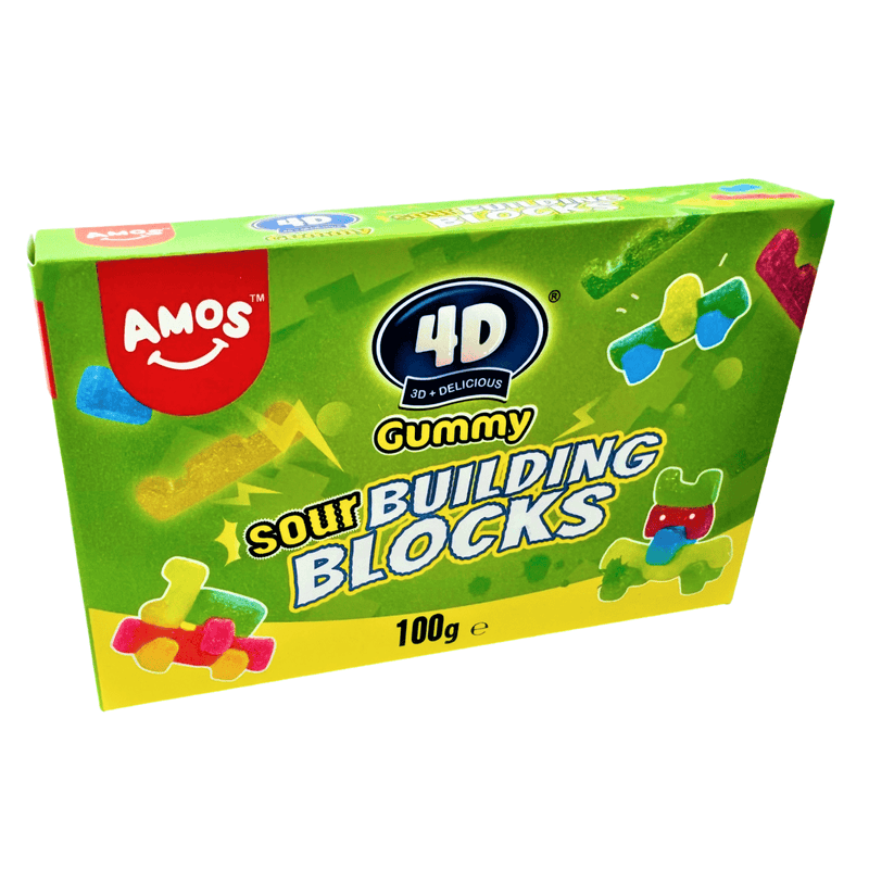 Amos 4D Sour Gummy Blocks Theatre Box 100g - Happy Candy UK LTD