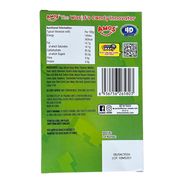 Amos 4D Sour Gummy Blocks Theatre Box 100g - Happy Candy UK LTD
