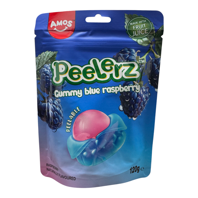 Amos Peelerz Blue Raspberry Peelable Gummy Pouch 120g