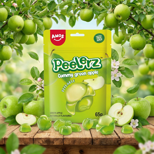 Amos Peelerz Gummy Apple Pouch 65g