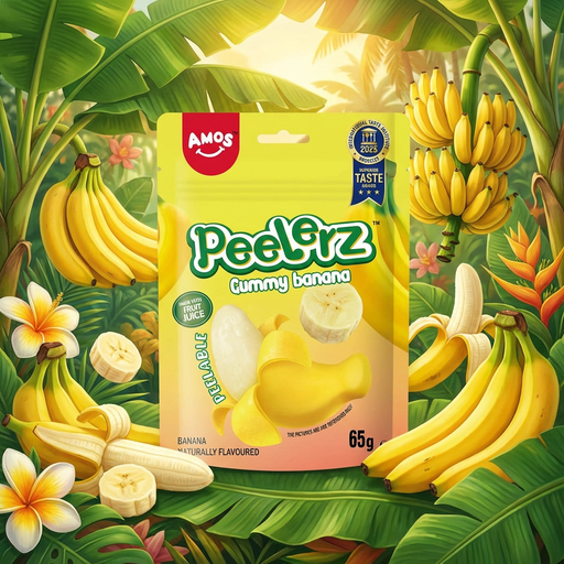 Amos Peelerz Gummy Banana Pouch 65g