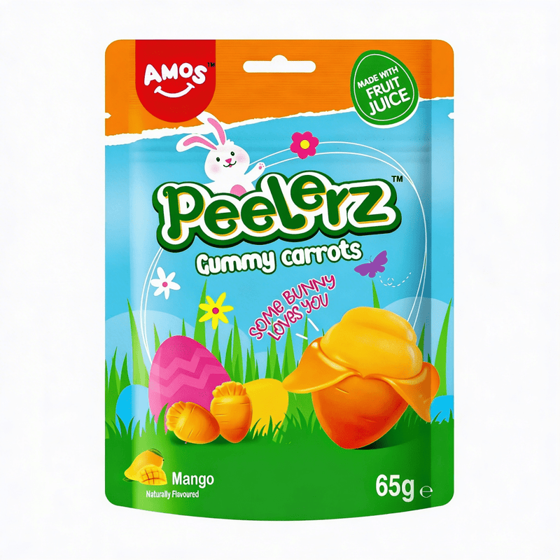 Amos Peelerz Gummy Carrots Easter Pouch 65g