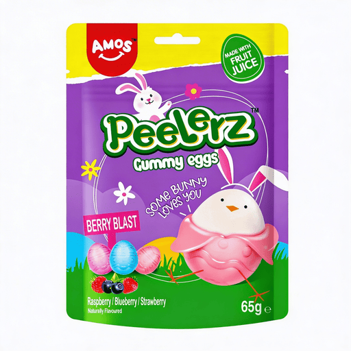 Amos Peelerz Gummy Eggs Easter Pouch 65g