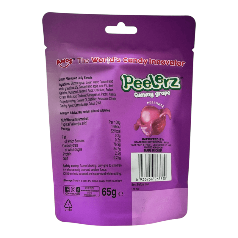 Amos Peelerz Gummy Grape Pouch 65g