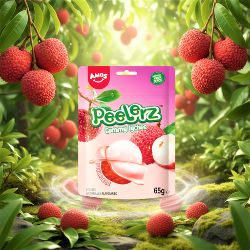 Amos Peelerz Gummy Lychee Pouch 65g