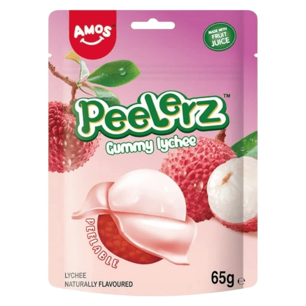 Amos Peelerz Gummy Lychee Pouch 65g