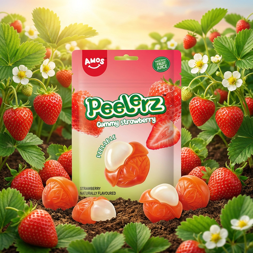 Amos Peelerz Gummy Strawberry Pouch 65g