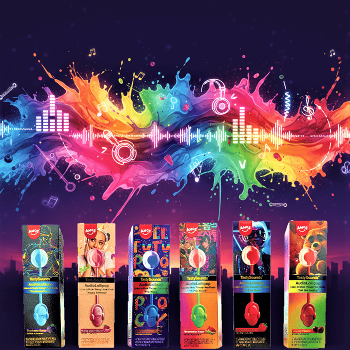 Amos TastySounds Music Audio Lollipop Choose a Flavour/Song 12g