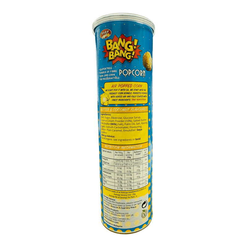 BANG! BANG! Popcorn Butter & Coconut Flavour 85g - Happy Candy UK LTD