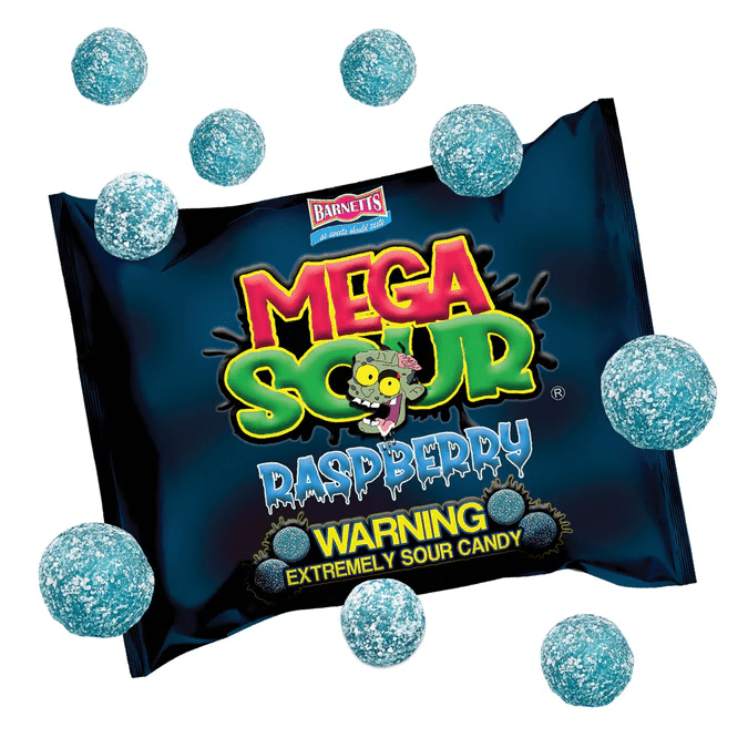 Barnetts Mega Sour Raspberry 12 Pack Bag 104g