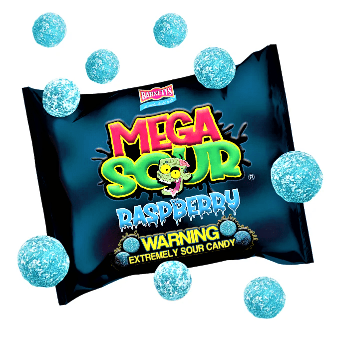 Barnetts Mega Sour Raspberry 12 Pack Bag 104g