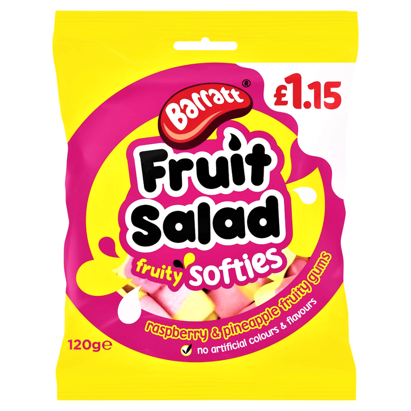 Barratt Fruit Salad Fruity Softies Share Bag 120g - Happy Candy UK LTD