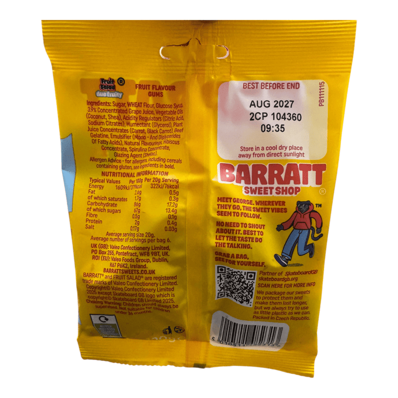 Barratt Sweet Shop Fruit Salad Duo Fruity Bag 120g