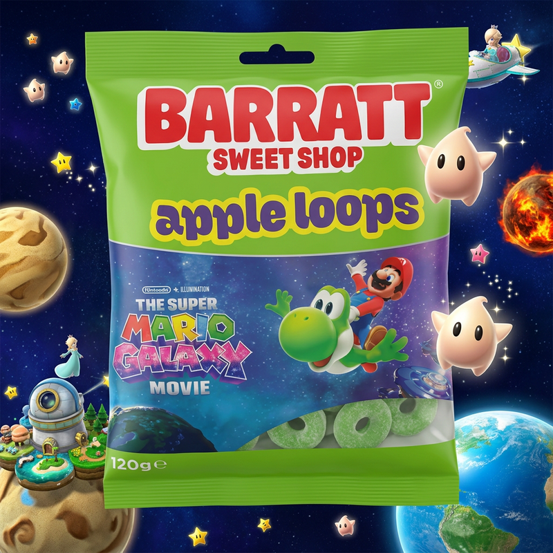 Barratt Sweet Shop SUPER MARIO GALAXY Apple Loops 120g