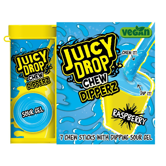 Bazooka Juicy Drop Chew Dipperz Blue Raspberry 65g