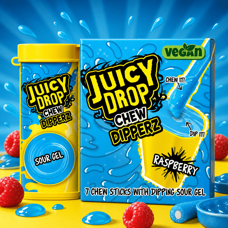 Bazooka Juicy Drop Chew Dipperz Blue Raspberry 65g