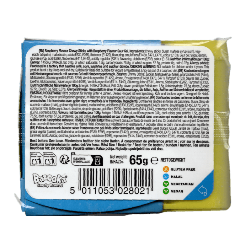 Bazooka Juicy Drop Chew Dipperz Blue Raspberry 65g
