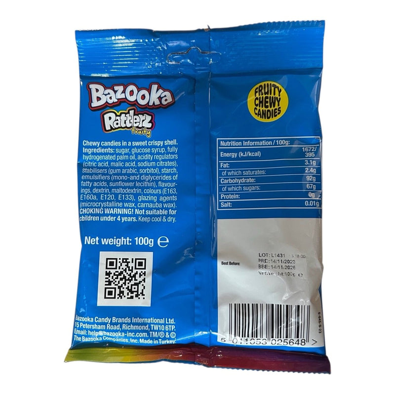 Bazooka Rattlerz Fruity Share Bag 100g - Happy Candy UK LTD