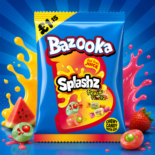 Bazooka Splashz Fruit Fiesta Bag 120g