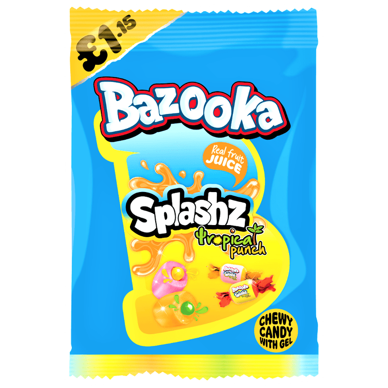 Bazooka Splashz Tropical Fruit Bag 120g - Happy Candy UK LTD