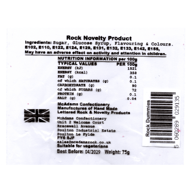 Big England World Cup Rock Dummy Red & White 75g