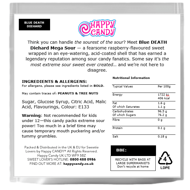 Blue DEATH DieHard Edition Mega Sour 10 Pack