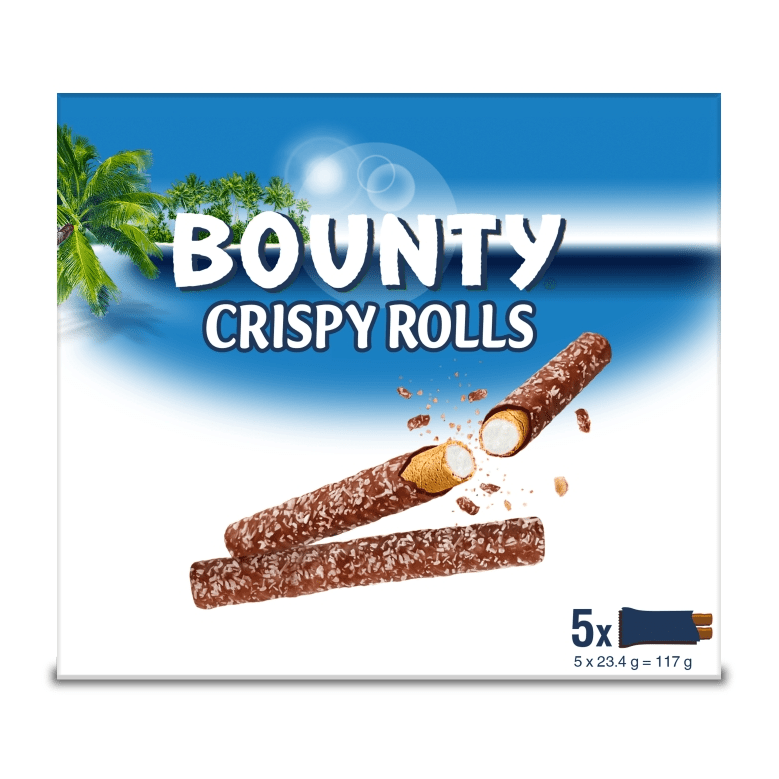 Bounty Milk Chocolate & Coconut Crispy Rolls 5 Pack 117g - Happy Candy UK LTD