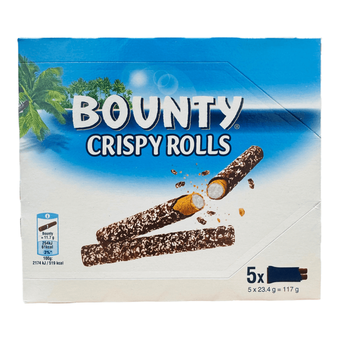 Bounty Milk Chocolate & Coconut Crispy Rolls 5 Pack 117g - Happy Candy UK LTD
